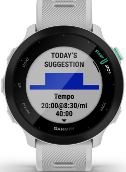 Смарт-часы Garmin Forerunner 55 42мм 1.04" LCD корп.белый рем.белый разм.брасл.:127-220мм (010-02562-11) - купить недорого с доставкой в интернет-магазине