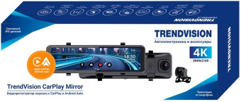 Видеорегистратор TrendVision CarPlay Mirror черный 2Mpix 2160x3840 2160p 150гр. MSTAR 8826 - купить недорого с доставкой в интернет-магазине