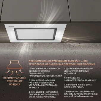 Вытяжка встраиваемая Weissgauff Aura 1350 белый управление: сенсорное (1 мотор) - купить недорого с доставкой в интернет-магазине