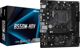 Материнская плата Asrock B550M-HDV Soc-AM4 AMD B550 2xDDR4 mATX AC`97 8ch(7.1) GbLAN RAID+VGA+DVI+HDMI - купить недорого с доставкой в интернет-магазине
