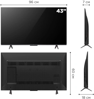 Телевизор QLED TCL 43" 43C655-CN черный 4K Ultra HD 60Hz DVB-T DVB-T2 DVB-C DVB-S DVB-S2 USB WiFi Smart TV - купить недорого с доставкой в интернет-магазине