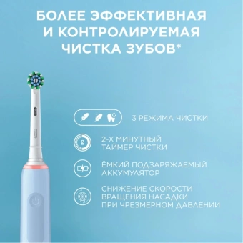 Зубная щетка электрическая Oral-B Pro 3 80870249 голубой - купить недорого с доставкой в интернет-магазине