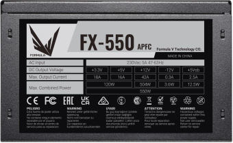 Блок питания Formula ATX 550W FX-550 (24+4+4pin) APFC 120mm fan 4xSATA RTL - купить недорого с доставкой в интернет-магазине