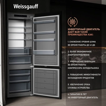 Холодильник Weissgauff WRKI 1970 Total NoFrost Inverter Premium EcoFresh 2-хкамерн. (433160) - купить недорого с доставкой в интернет-магазине