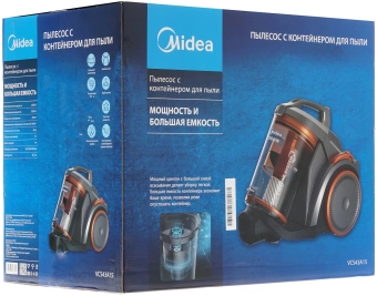 Пылесос Midea VCS43A15 2200Вт серебристый/оранжевый - купить недорого с доставкой в интернет-магазине