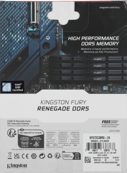 Память DDR5 24GB 7200MHz Kingston KF572C38RS-24 Fury Renegade Silver/Black RTL Gaming PC5-57600 CL38 DIMM 288-pin 1.45В single rank с радиатором Ret - купить недорого с доставкой в интернет-магазине
