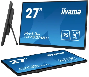 Монитор Iiyama 27" ProLite T2755MSC-B1 черный IPS LED 16:9 HDMI M/M матовая 400cd 178гр/178гр 1920x1080 60Hz DP FHD USB Touch 5.8кг - купить недорого с доставкой в интернет-магазине