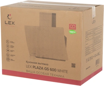 Вытяжка каминная Lex Plaza GS 600 WH белый управление: сенсорное (1 мотор) - купить недорого с доставкой в интернет-магазине