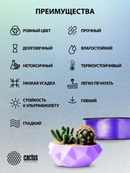Пластик для принтера 3D Cactus CS-3D-PETG-1KG-T-PURPLE PETG d1.75мм 1кг L316м 1цв. - купить недорого с доставкой в интернет-магазине