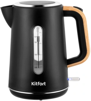 Чайник электрический Kitfort КТ-8706 1.7л. 3000Вт черный/дерево корпус: пластик - купить недорого с доставкой в интернет-магазине