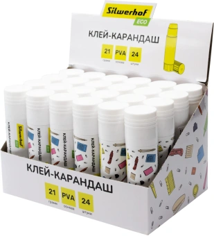Клей-карандаш Silwerhof Eco 21гр ПВА дисплей картонный - купить недорого с доставкой в интернет-магазине