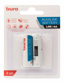 Батарея Buro Alkaline LR6 AA (2шт) блистер - купить недорого с доставкой в интернет-магазине