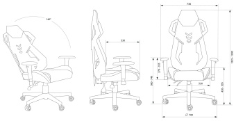 Кресло игровое Cactus CS-CHR-090BLW черный/белый эко.кожа/сетка крестов. нейлон - купить недорого с доставкой в интернет-магазине