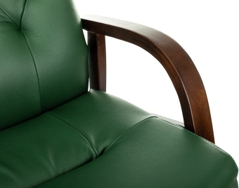 Кресло Бюрократ T-9928WALNUT-CF зеленый кожа на ножках дерево - купить недорого с доставкой в интернет-магазине
