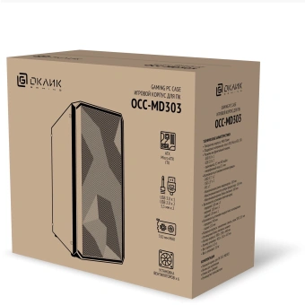Корпус Оклик OCC-MD303 черный без БП ATX 6x120mm 2xUSB2.0 1xUSB3.0 audio bott PSU - купить недорого с доставкой в интернет-магазине