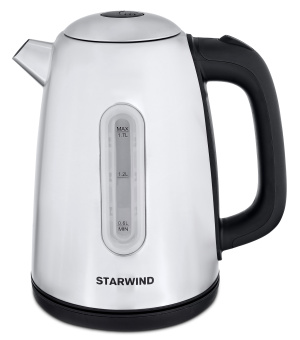 Чайник электрический Starwind SKS3210 1.7л. 2200Вт серебристый/черный корпус: металл/пластик - купить недорого с доставкой в интернет-магазине