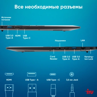 Ноутбук IRU Strato 15ALI Core i5 1235U 8Gb SSD256Gb Intel Iris Xe graphics 15.6" IPS FHD (1920x1080) FreeDOS black WiFi BT Cam 6000mAh (2058943) - купить недорого с доставкой в интернет-магазине