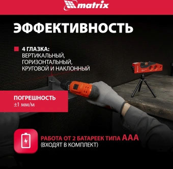 Уровень лазер. Matrix 35022 цв.луч. красный - купить недорого с доставкой в интернет-магазине