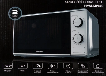 Микроволновая Печь Hyundai HYM-M2042 20л. 700Вт серебристый - купить недорого с доставкой в интернет-магазине