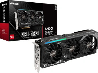Видеокарта Asrock PCI-E 5.0 RX9070XT CL 16G AMD Radeon RX 9070XT 16Gb 256bit GDDR6 2400/20000 HDMIx1 DPx3 HDCP Ret - купить недорого с доставкой в интернет-магазине