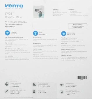 Мойка воздуха Venta Comfort plus LW25 8Вт белый (LW25 COMFORT PLUS WEISS) - купить недорого с доставкой в интернет-магазине