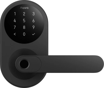 Умный замок Aqara Smart Door Lock U300 накладной разбл.отпеч.паль./код/пар/NFC/прил/мех.кл черный (DL-D02D_BL) - купить недорого с доставкой в интернет-магазине