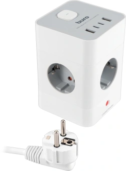 Сетевой удлинитель Buro BU-PTE4.1UC-W 1.5м (4 розетки) белый (пакет ПЭ) - купить недорого с доставкой в интернет-магазине
