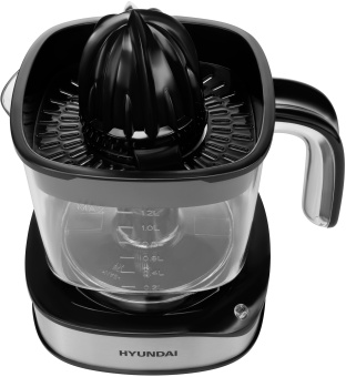 Соковыжималка цитрусовая Hyundai HY-JC4123 30Вт рез.сок.:1200мл. черный/нержавеющая сталь - купить недорого с доставкой в интернет-магазине