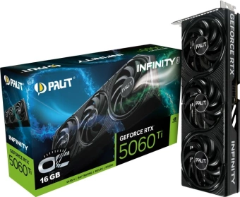 Видеокарта Palit PCI-E 5.0 RTX5060Ti INFINITY 3 OC NVIDIA GeForce RTX 5060TI 16Gb 128bit GDDR7 2407/28000 HDMIx1 DPx3 HDCP Ret - купить недорого с доставкой в интернет-магазине