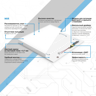 Светильник Gauss MiR G1-A0-00070-01G02-2003540 30Вт 4000K белый - купить недорого с доставкой в интернет-магазине