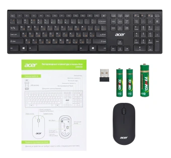 Клавиатура + мышь Acer OKR030 клав:черный мышь:черный USB беспроводная slim Multimedia (ZL.KBDEE.005) - купить недорого с доставкой в интернет-магазине