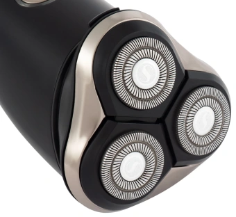 Бритва роторная Hyundai H-SH8090 реж.эл.:3 питан.:аккум. черный/золотистый - купить недорого с доставкой в интернет-магазине