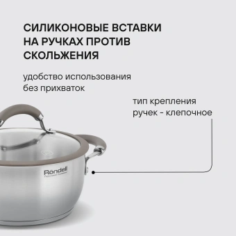 Кастрюля Rondell Balance RDS-754 2.8л. d=20см (с крышкой) стальной - купить недорого с доставкой в интернет-магазине