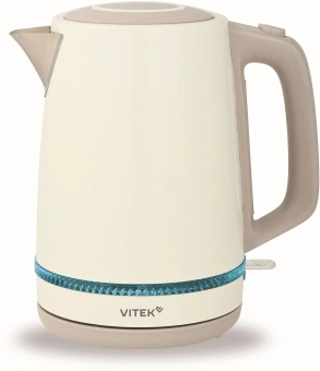 Чайник электрический Vitek VT-WK1066 1.7л. 2200Вт бежевый/коричневый корпус: металл/пластик - купить недорого с доставкой в интернет-магазине
