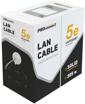 Кабель информационный PROconnect 01-0052 кат.5E U/UTP 4X2X24AWG PVC внутренний 305м серый - купить недорого с доставкой в интернет-магазине