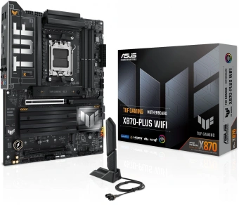 Материнская плата Asus TUF GAMING X870-PLUS WIFI SocketAM5 AMD X870 4xDDR5 ATX AC`97 8ch(7.1) 2.5Gg RAID+HDMI - купить недорого с доставкой в интернет-магазине