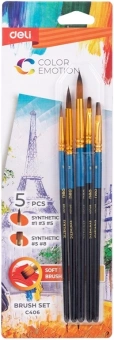 Набор кистей Deli EC406 синтетика (наб.5шт) синт.кругл.№1,3,5/синт.плос.№5,8 - купить недорого с доставкой в интернет-магазине