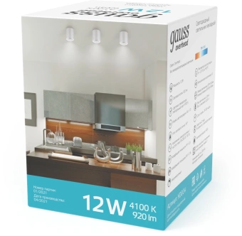Светильник Gauss Overhead потолоч. 12Вт 4100K цв.св.:белый нейтральный белый (HD011) - купить недорого с доставкой в интернет-магазине