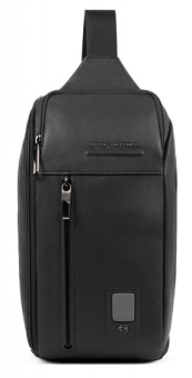 Рюкзак слинг мужской Piquadro Akron CA5107AO/N черный кожа - купить недорого с доставкой в интернет-магазине