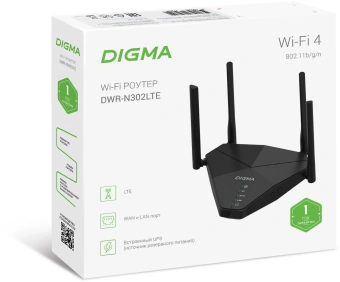 Роутер беспроводной Digma DWR-N302LTE N300 10/100BASE-TX/3G/4G cat. 4 черный - цена, купить или заказать с доставкой в интернет-магазине Роутер беспроводной Digma DWR-N302LTE N300 10/100BASE-TX/3G/4G cat. 4 черный - купить недорого с доставкой в интернет-магазине