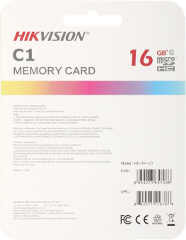 Флеш карта microSDHC 16GB Hikvision HS-TF-C1(STD)/16G/Adapter + adapter - купить недорого с доставкой в интернет-магазине