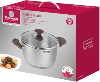 Кастрюля Rondell Coffee Bean RDS-1644 3.2л. d=20см (с крышкой) стальной - купить недорого с доставкой в интернет-магазине