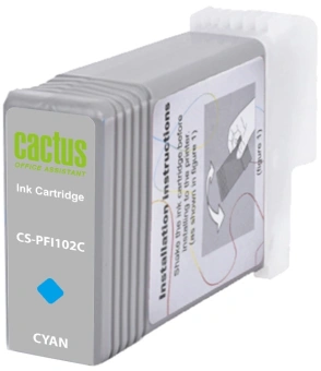 Картридж струйный Cactus CS-PFI102C PFI-102 C синий (130мл) для Canon IP iPF500/iPF600/iPF700/ MFP M40/iPF765/LP17/LP24 с чипом - купить недорого с доставкой в интернет-магазине