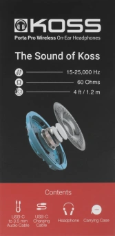 Гарнитура накладные Koss Porta Pro Wireless 2.0 черный/серебристый беспроводные bluetooth оголовье (80004324) - купить недорого с доставкой в интернет-магазине