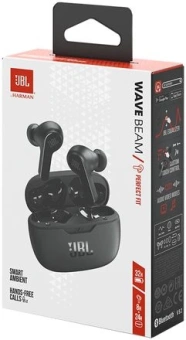Гарнитура внутриканальные JBL Wave Beam черный беспроводные bluetooth в ушной раковине (JBLWBEAMBLK) - купить недорого с доставкой в интернет-магазине