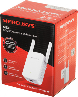 Повторитель беспроводного сигнала Mercusys ME30 AC1200 10/100BASE-TX белый - купить недорого с доставкой в интернет-магазине