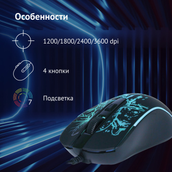 Мышь Оклик 702G черный оптическая (3600dpi) USB для ноутбука (4but) - купить недорого с доставкой в интернет-магазине
