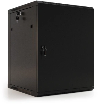 Шкаф коммутационный Hyperline (TWB-2766-SR-RAL9004) настенный 27U 600x600мм пер.дв.стал.лист 2 бок.пан. 60кг черный 520мм 180град. 1304мм IP20 сталь - купить недорого с доставкой в интернет-магазине