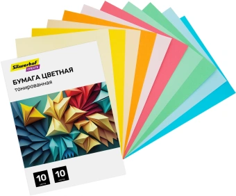 Бумага цветная Silwerhof тонир. 10л. 10цв. A4 Create 80г/м2 папка - купить недорого с доставкой в интернет-магазине