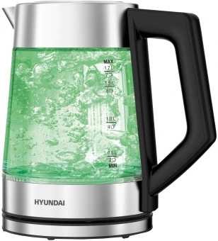 Чайник электрический Hyundai HYK-G4402 1.7л. 2200Вт черный/серебристый корпус: стекло - купить недорого с доставкой в интернет-магазине